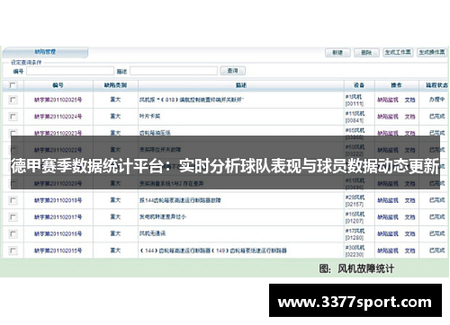 德甲赛季数据统计平台：实时分析球队表现与球员数据动态更新